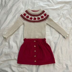 Cynthia Rowley Crimson Corduroy Mini Skirt with Button Front